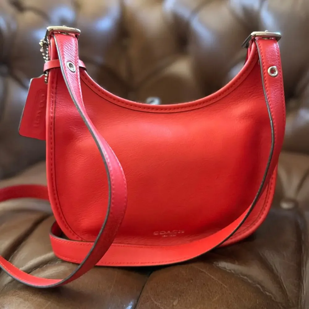 Coach Legacy Amanda 19925 Coral Red Leather Flap Crossbody Tassel Bag